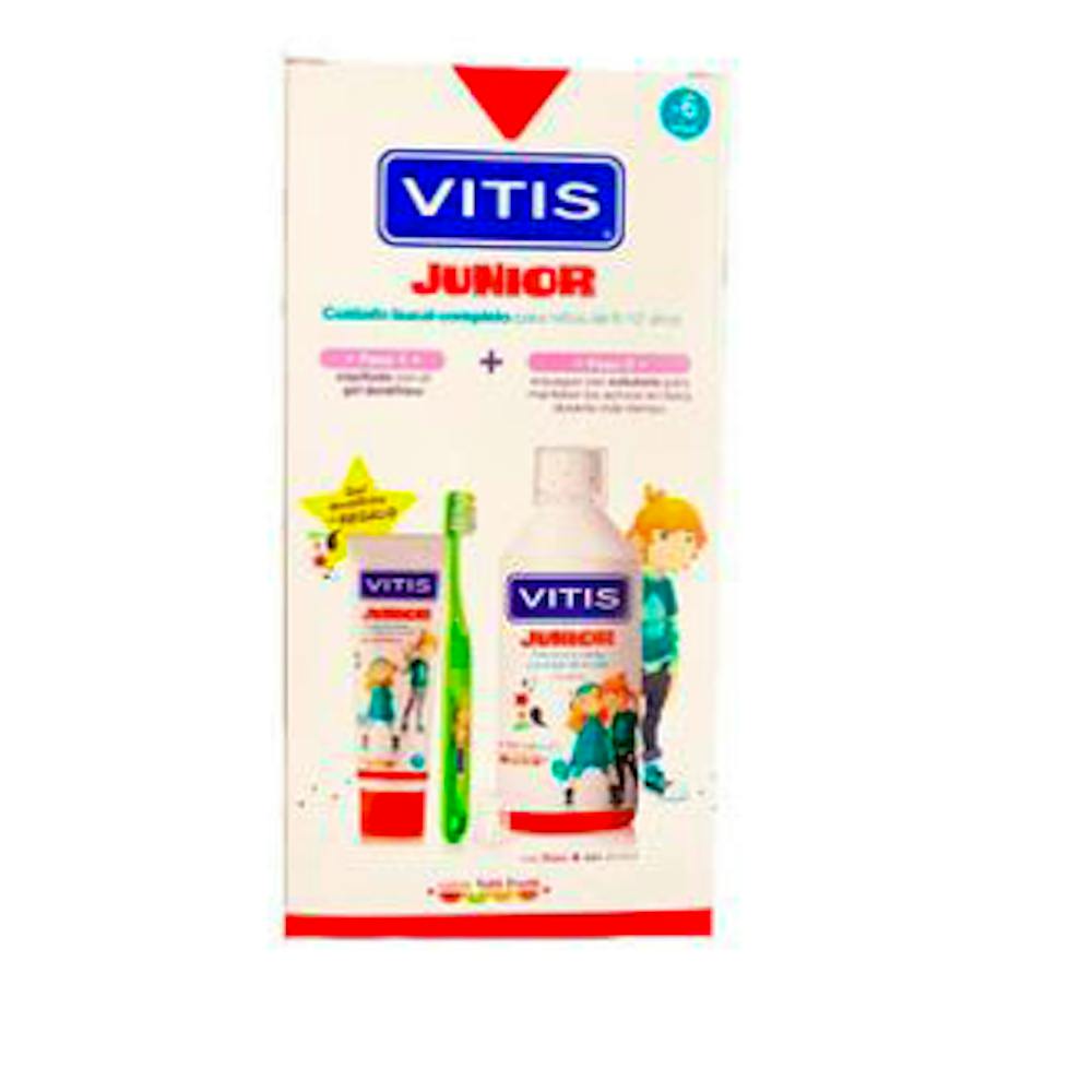 Vitis Junior Pack Colutorio 500 ml + Gel 75 ml + Cepillo