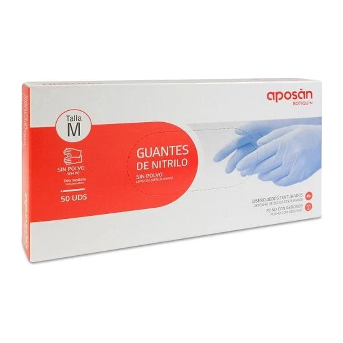 Aposan Guantes de Nitrilo sin Polvo Talla M 50 Unidades