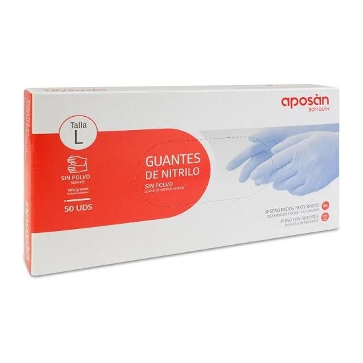 Aposan Guantes de Nitrilo sin Polvo Talla L 50 Unidades