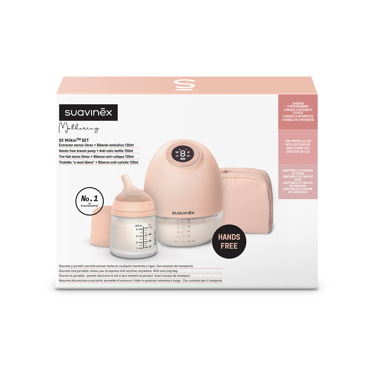 Suavinex Mothering Extractor de Leche Eléctrico Manos Libres + Biberón Zero Zero 120 ml