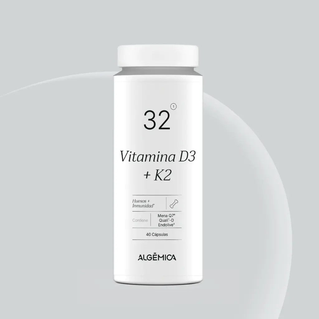 Algèmica 32 Vitamina D3 + K2 MK-7 40 Cápsulas con Extracto de Oliva