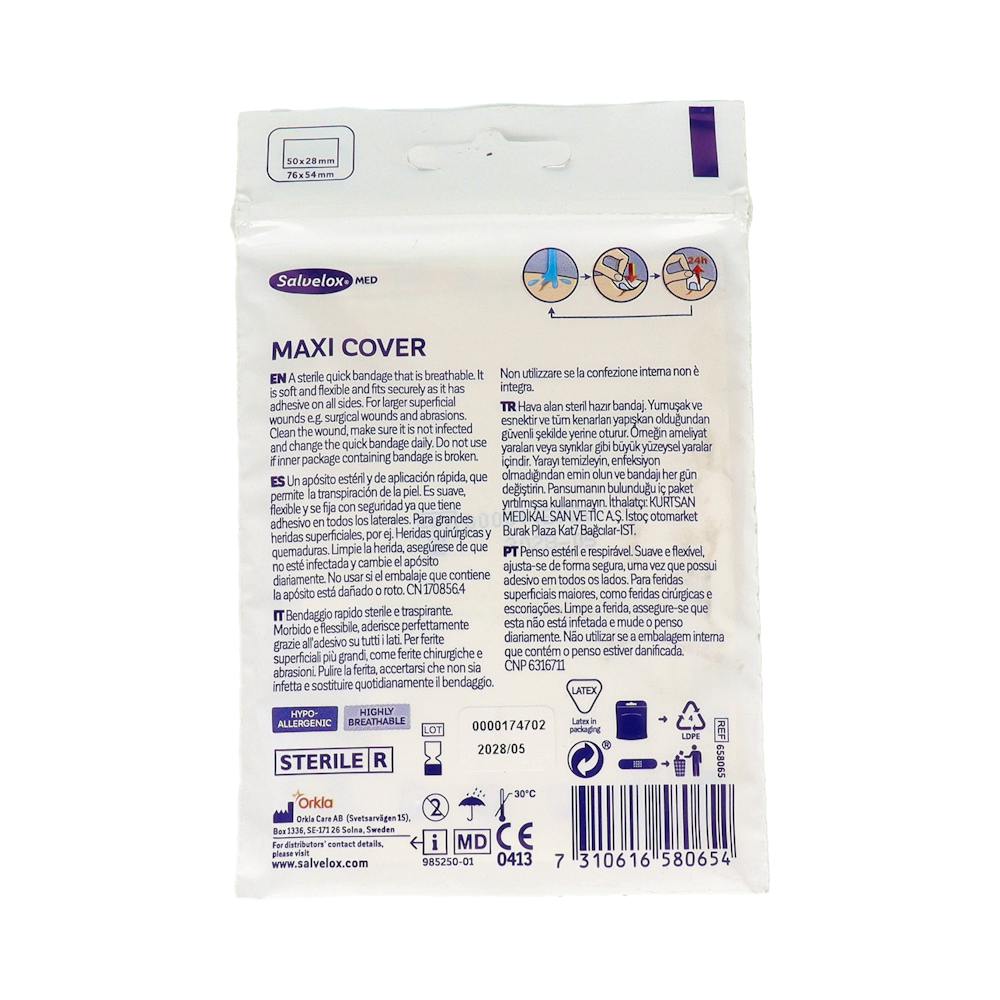Salvelox Med Maxi Cover Aposito Esteril 5 Apositos 76 Mm X 54 Mm