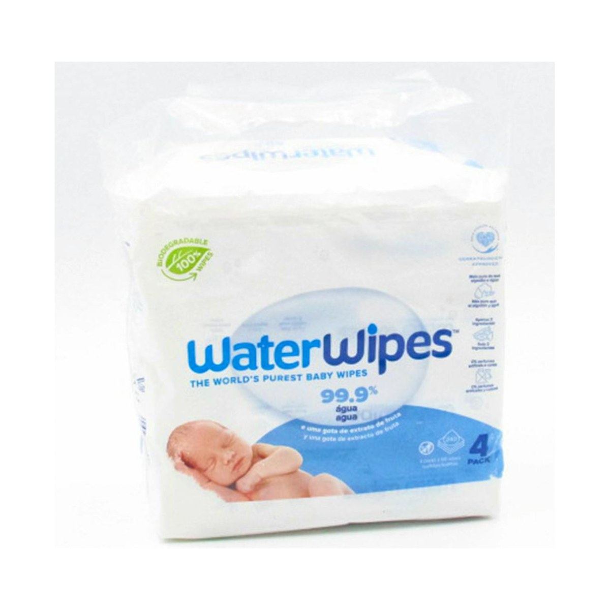 WaterWipes Toallitas Bebé Pack 4 x 60 Unidades