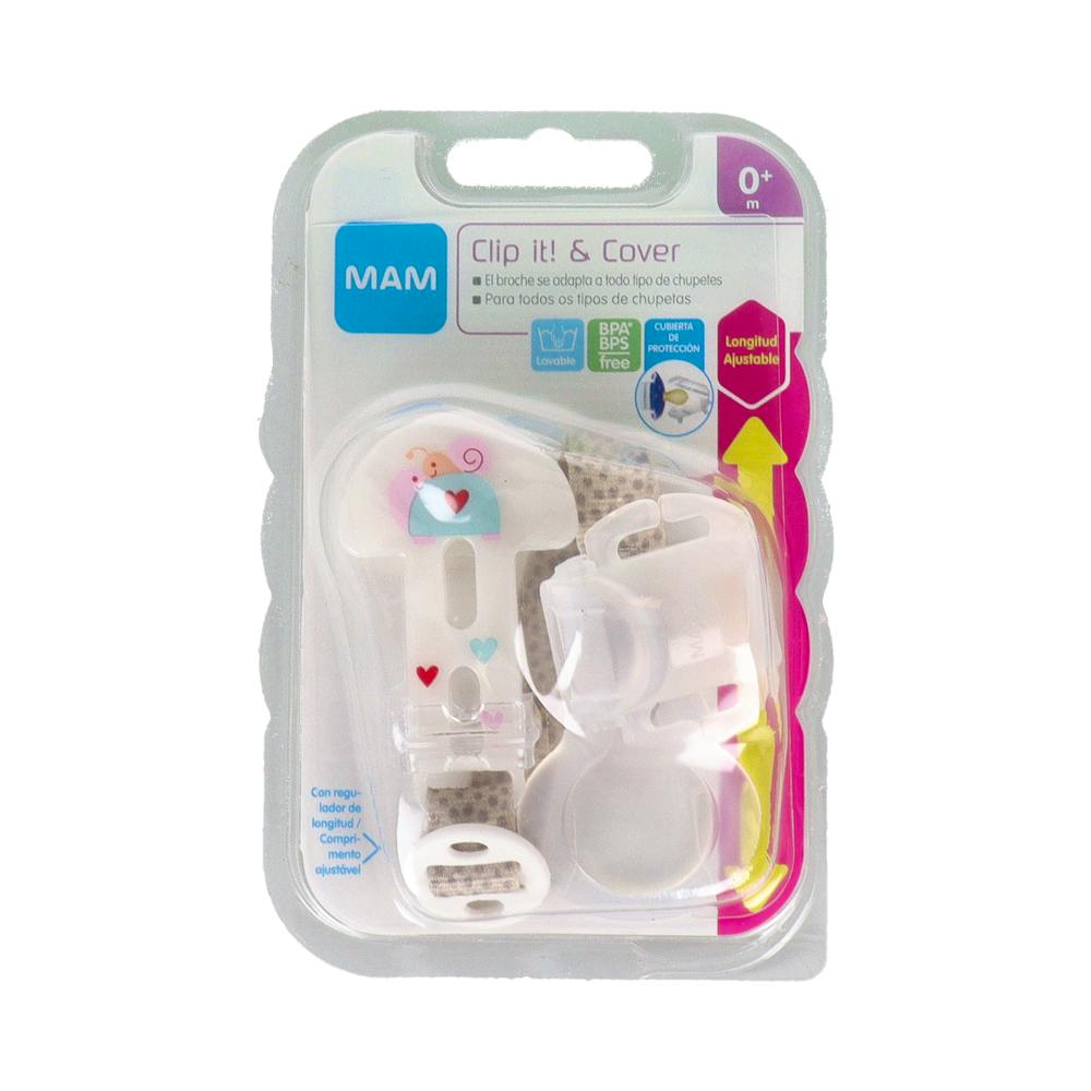 Broche para Chupete y Cubierta de Proteccion Mam Clip It! & Cover Rosa