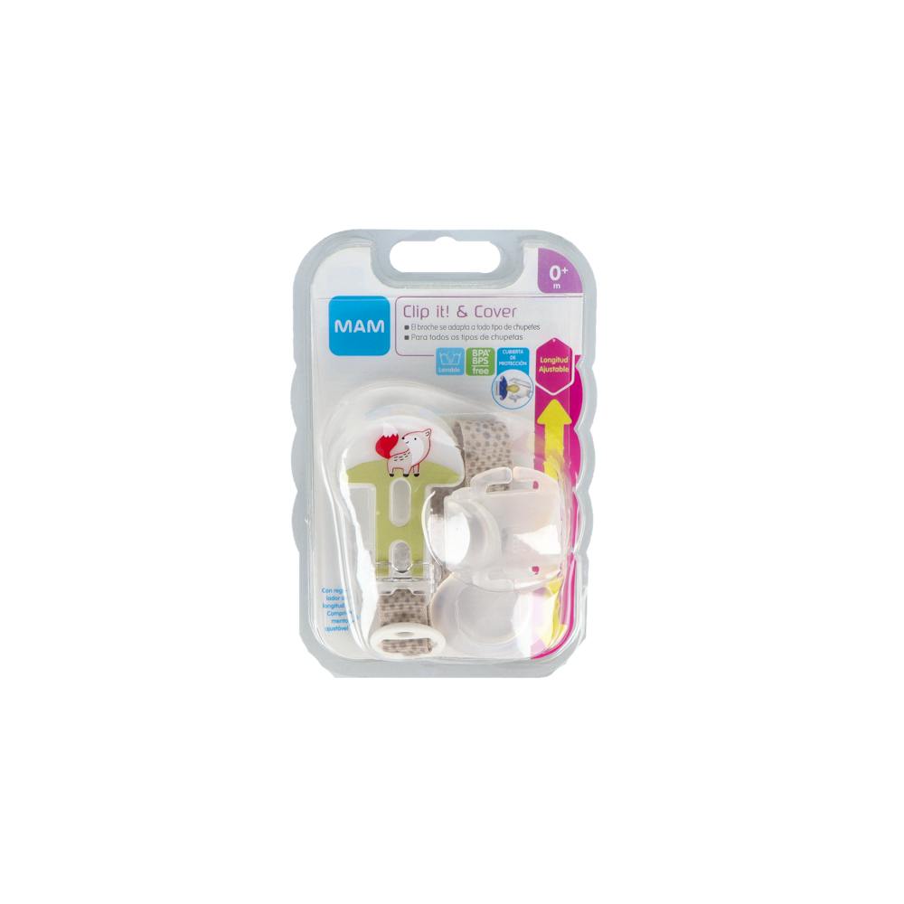 Broche para Chupete y Cubierta de Proteccion Mam Clip It! & Cover Verde