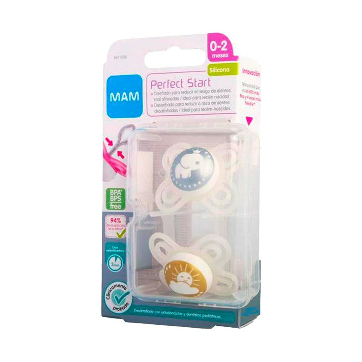 MAM Perfect Chupete Silicona 0+ Meses Pack Doble