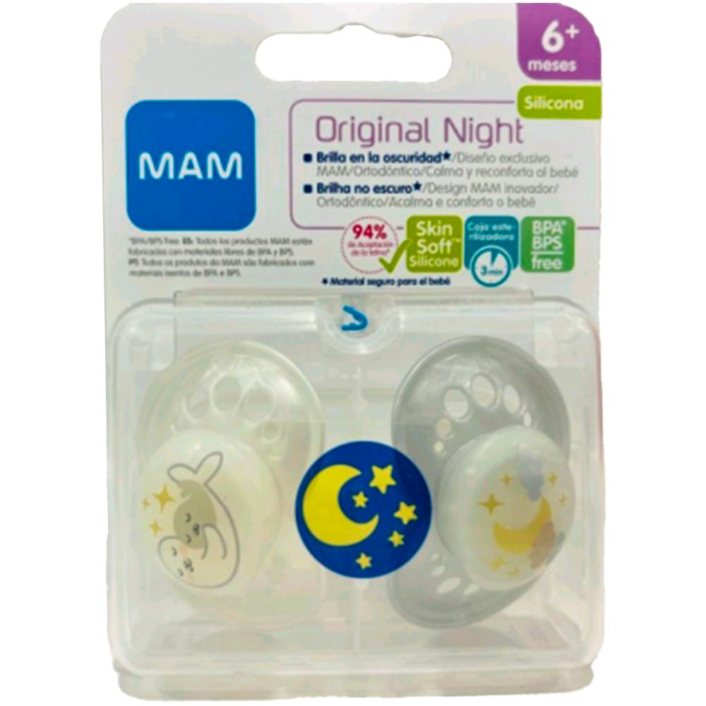 Chupete Silicona Fisiologico Mam Perfect Night + 6 Meses 2 Unidades