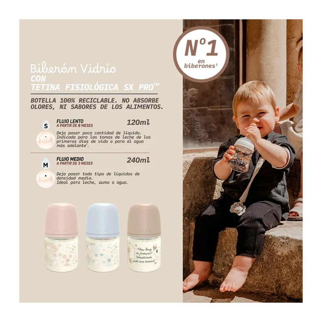 Suavinex SX Pro Selection Biberón de Vidrio Flujo S 120 ml