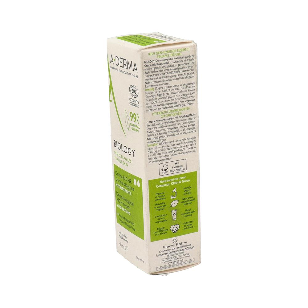 A-Derma Biology Crema Rica Hidratante Dermatológica 40 ml