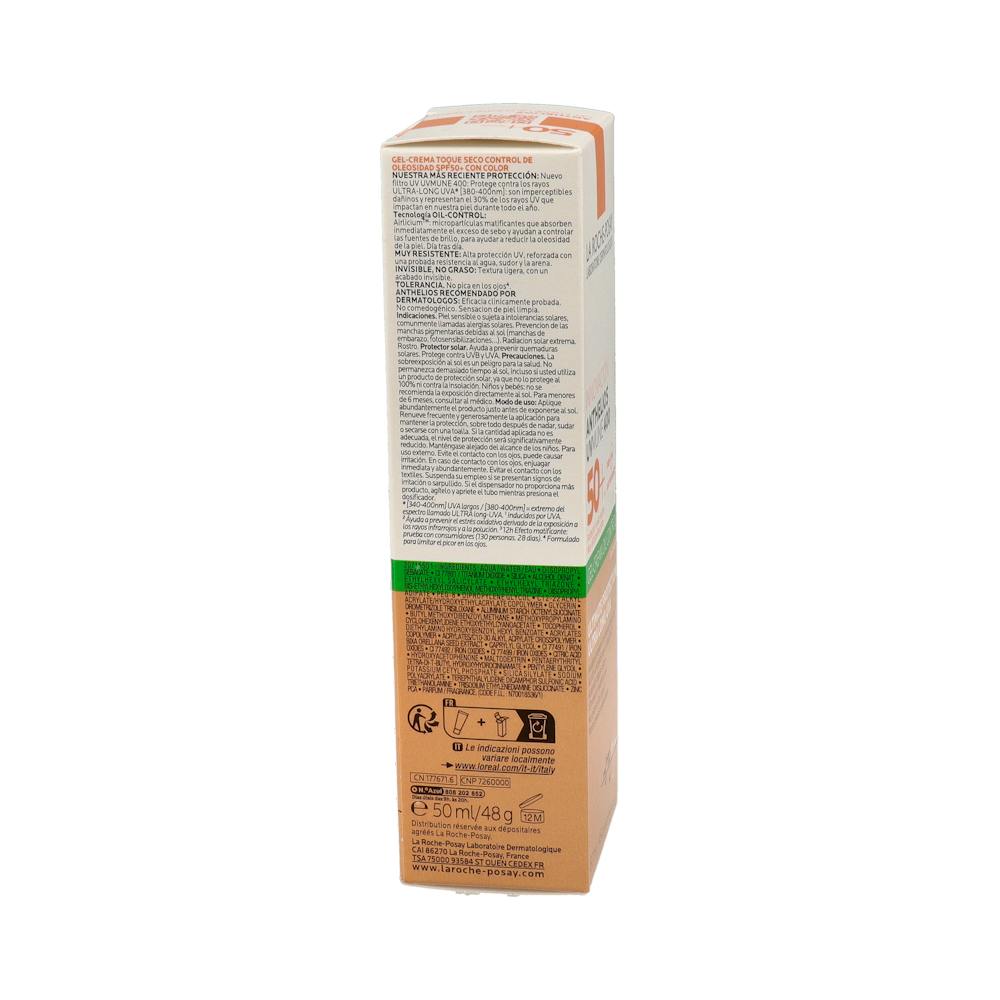 La Roche-Posay Anthelios XL Gel-Crema Toque Seco con Color SPF 50+ 50 ml