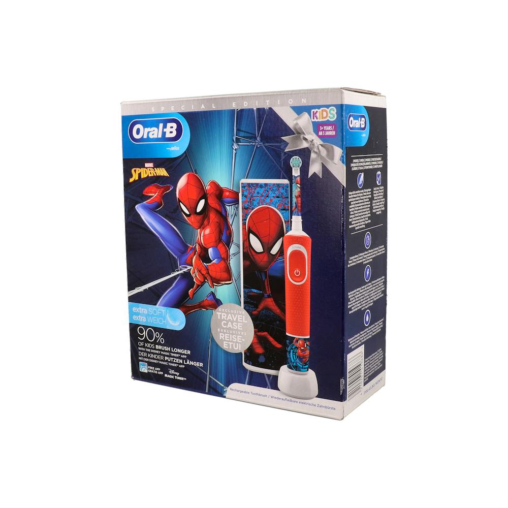 Oral-B Kids Spiderman Cepillo Eléctrico Infantil Recargable con Estuche de Viaje