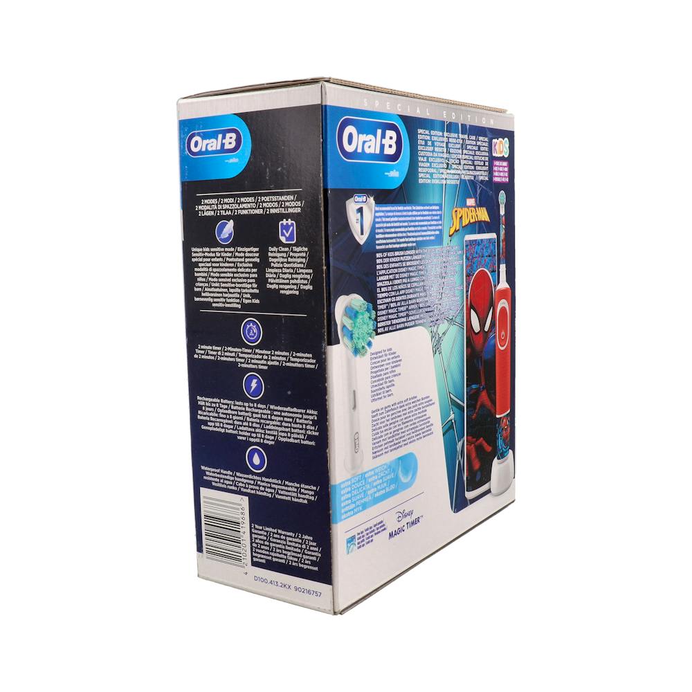 Oral-B Kids Spiderman Cepillo Eléctrico Infantil Recargable con Estuche de Viaje