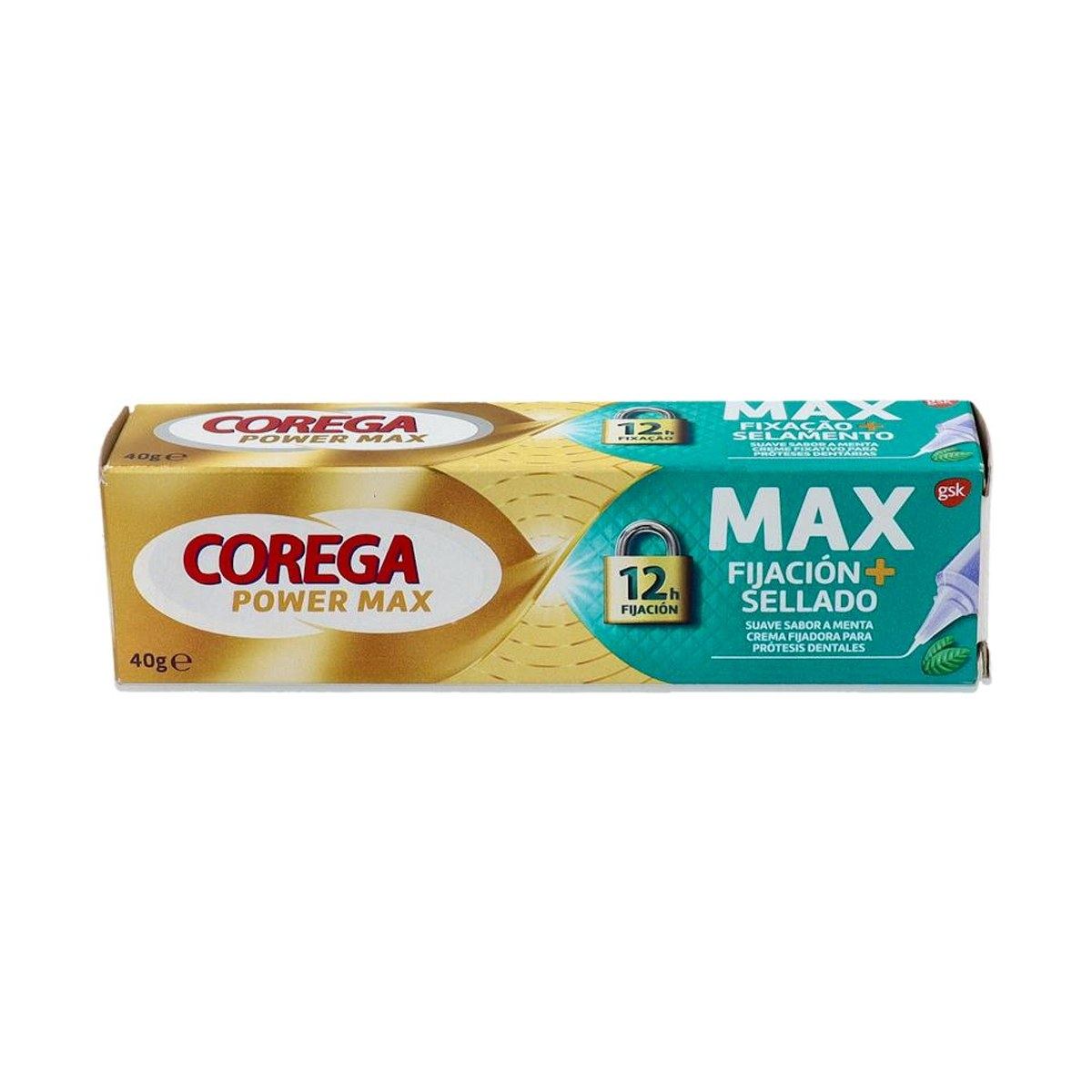 Corega Max Fijación + Sellado Crema Adhesiva Menta 40 g