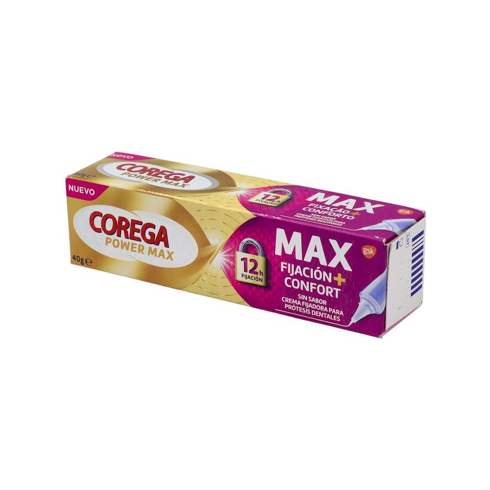 Corega Max Fijación + Confort Crema Adhesiva sin Sabor 40 g