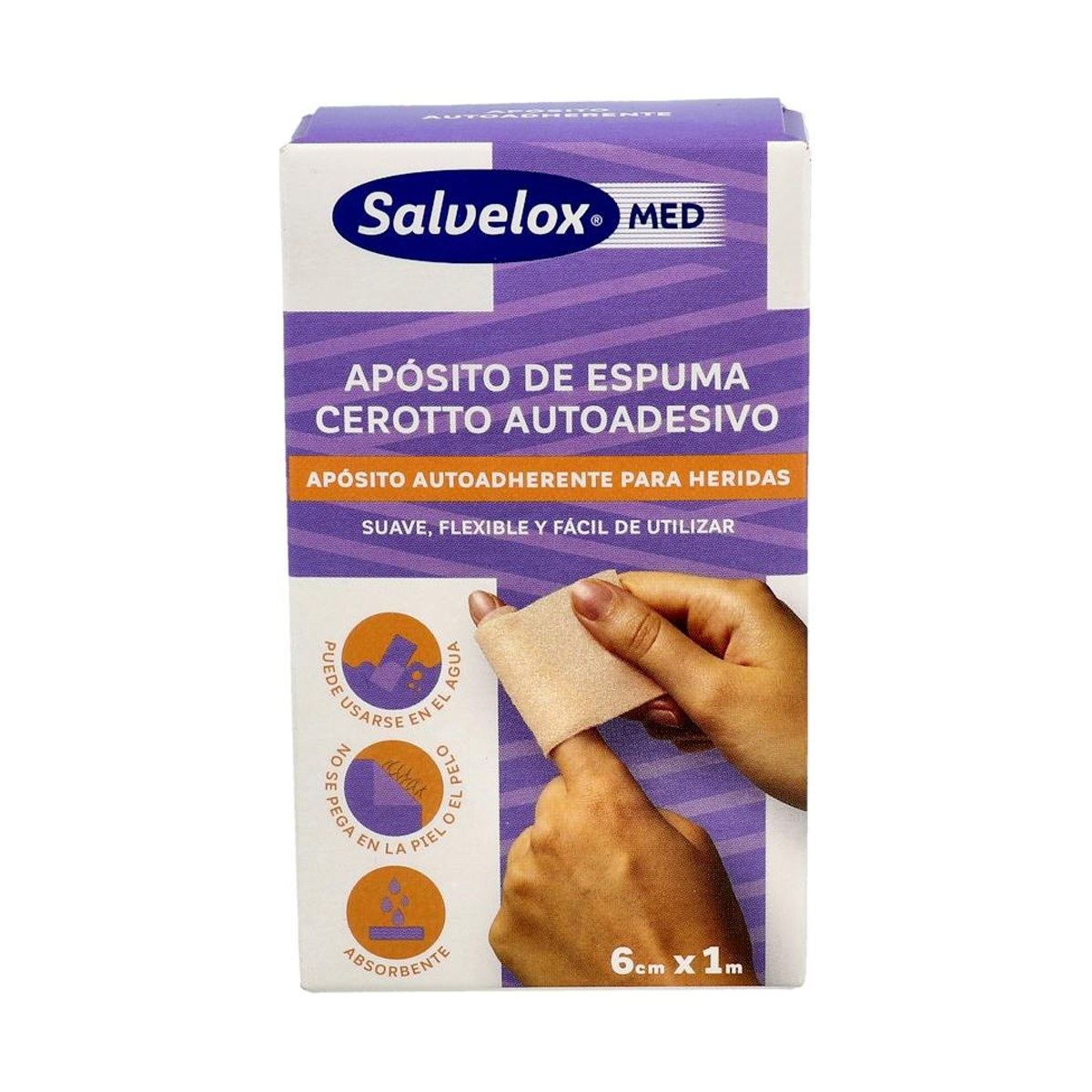 Salvelox Med Foam Plaster Apósito de Espuma en Rollo 1 m x 6 cm
