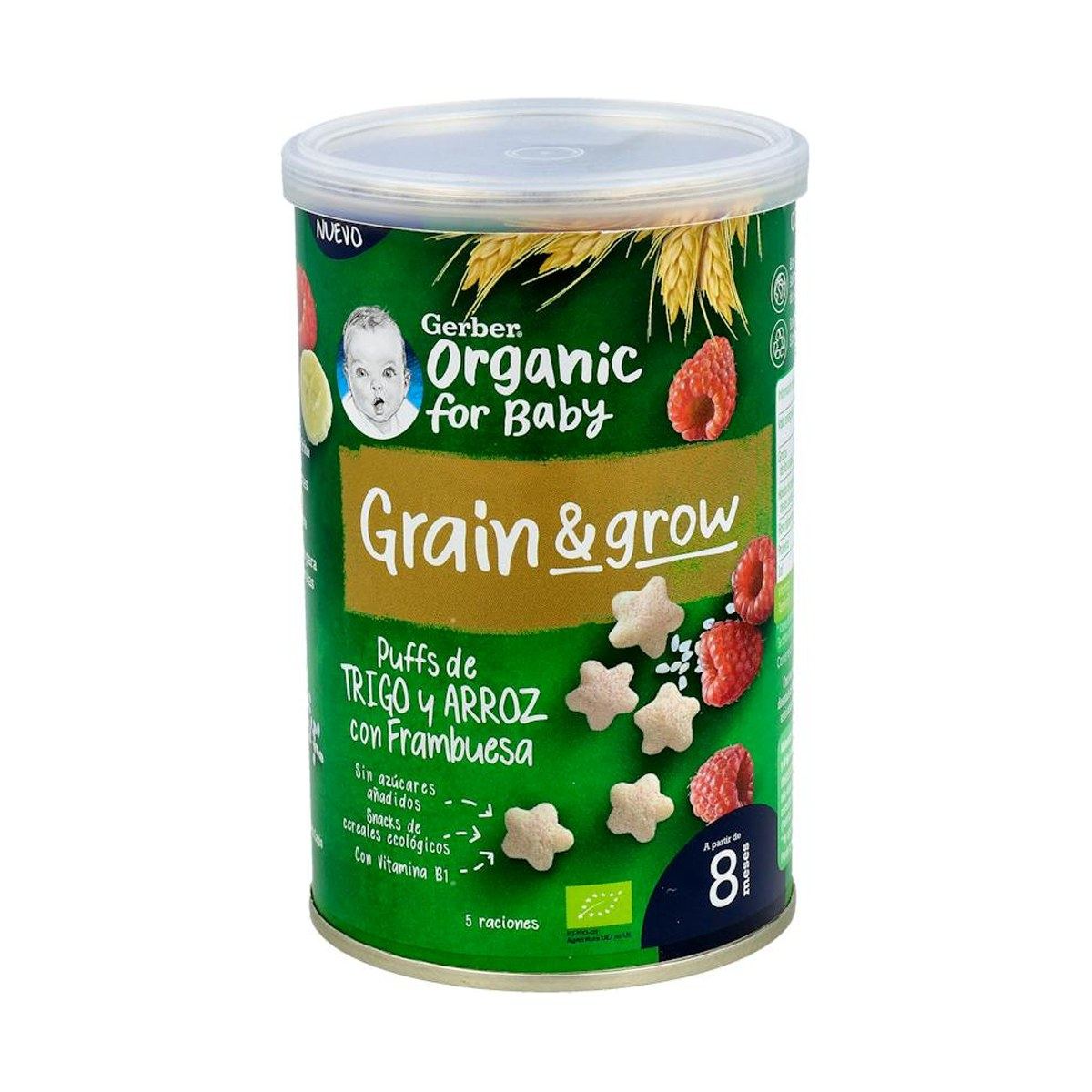 Gerber Organic Snack Trigo y Arroz con Frambuesa 35 g