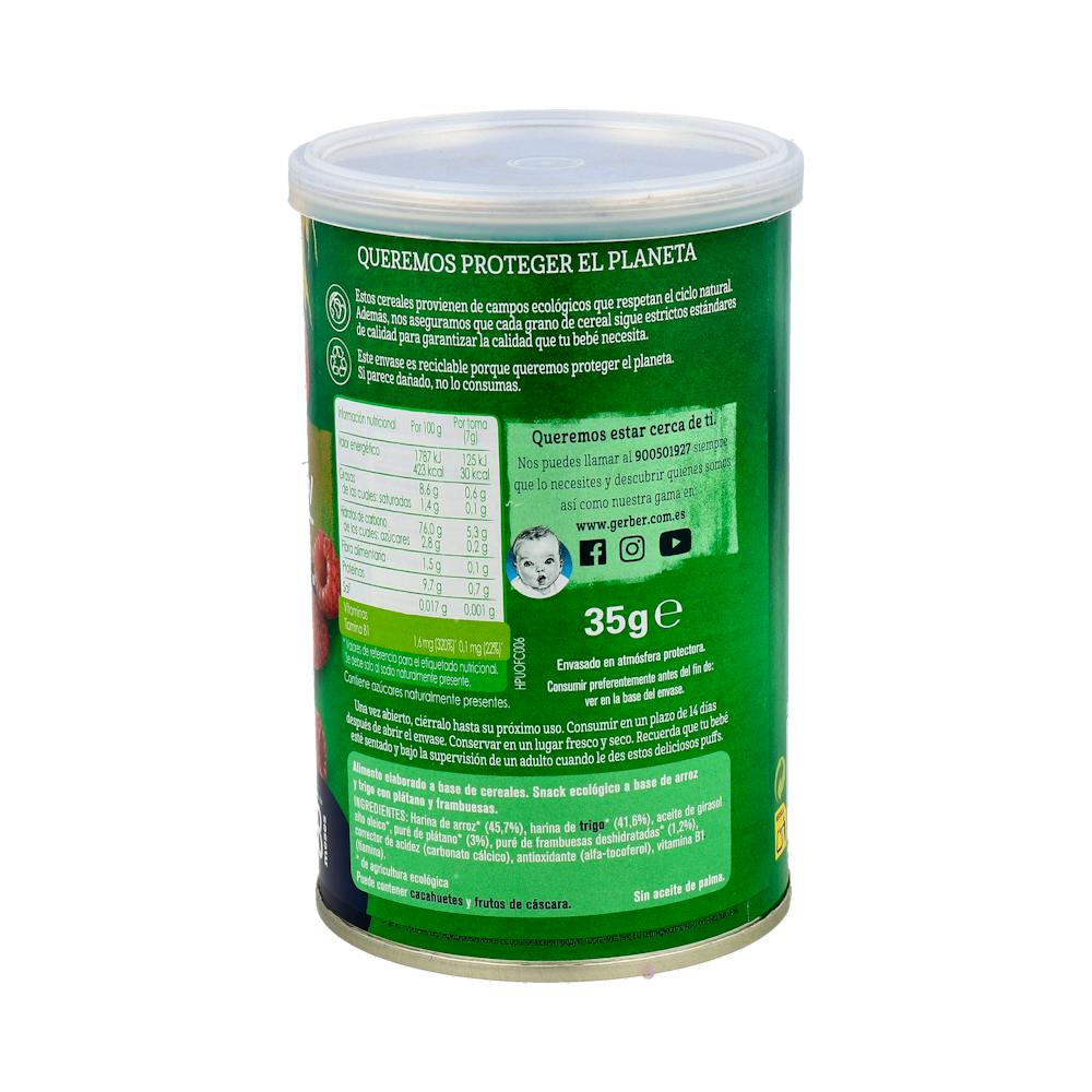 Gerber Organic Snack Trigo y Arroz con Frambuesa 35 g