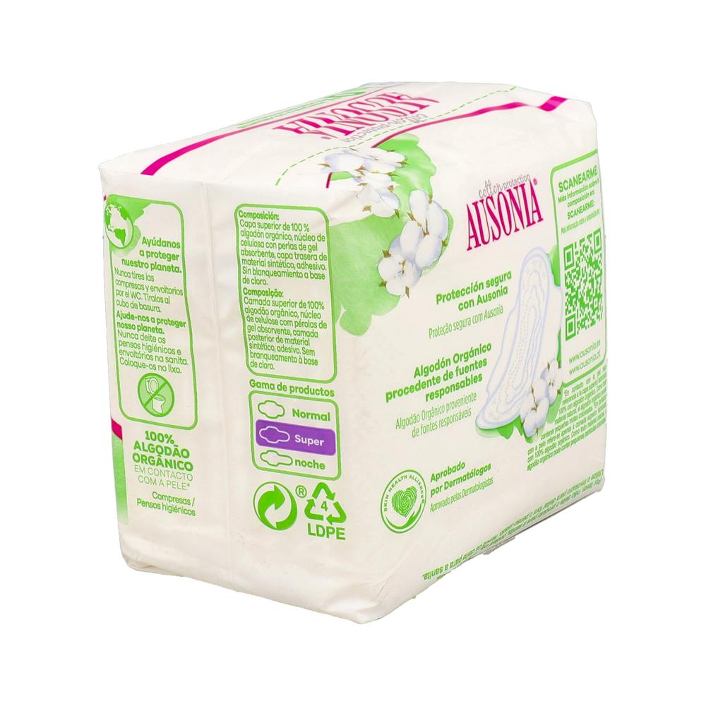 Ausonia Cotton Protection Compresas Super con Alas 10 Unidades