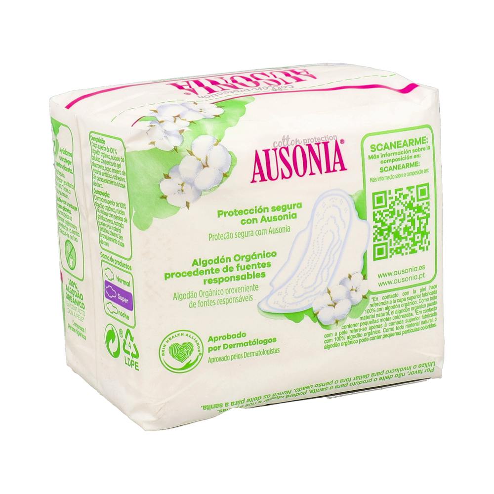 Ausonia Cotton Protection Compresas Super con Alas 10 Unidades