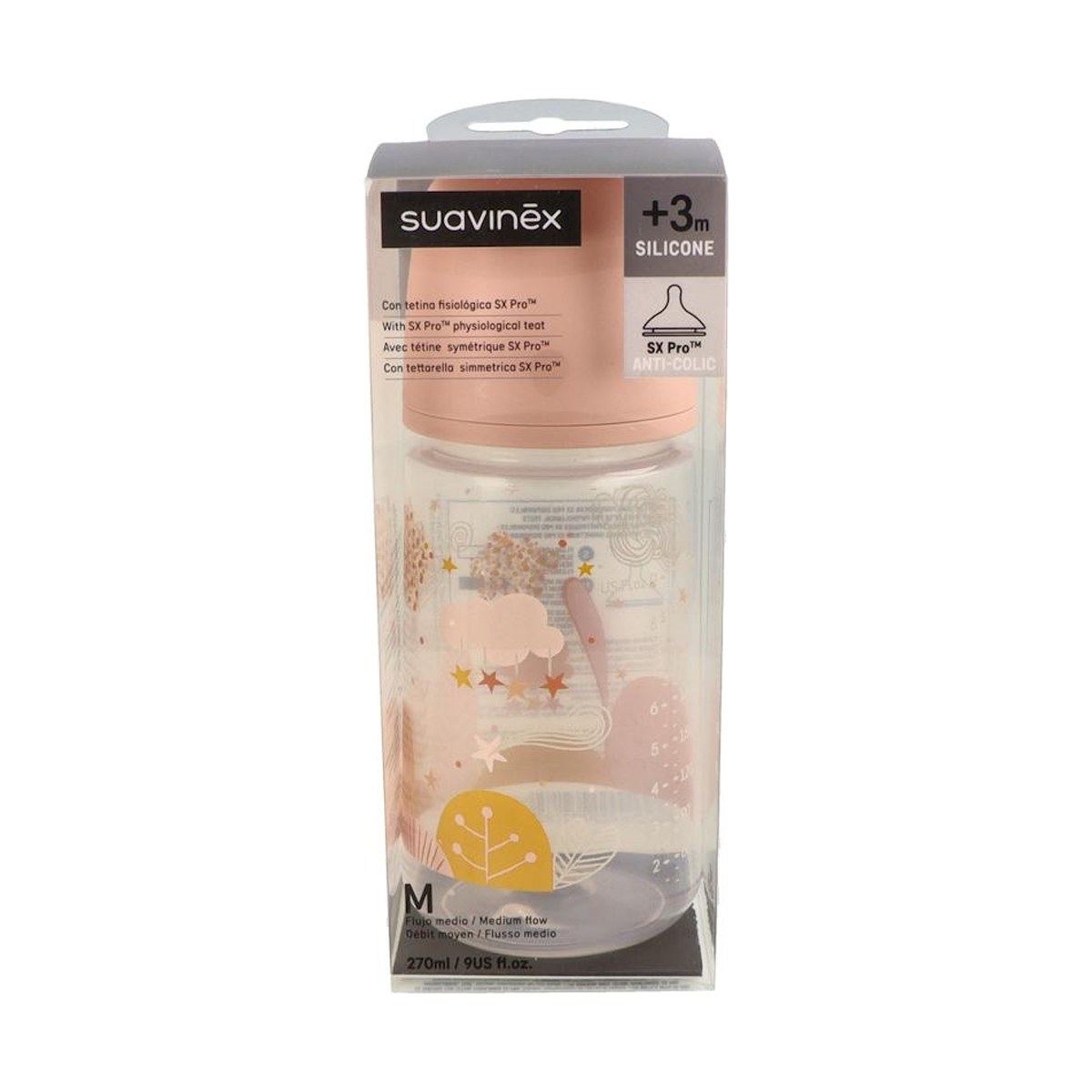 Suavinex Biberón Tetina Silicona Fisiológica Flujo M 270 ml
