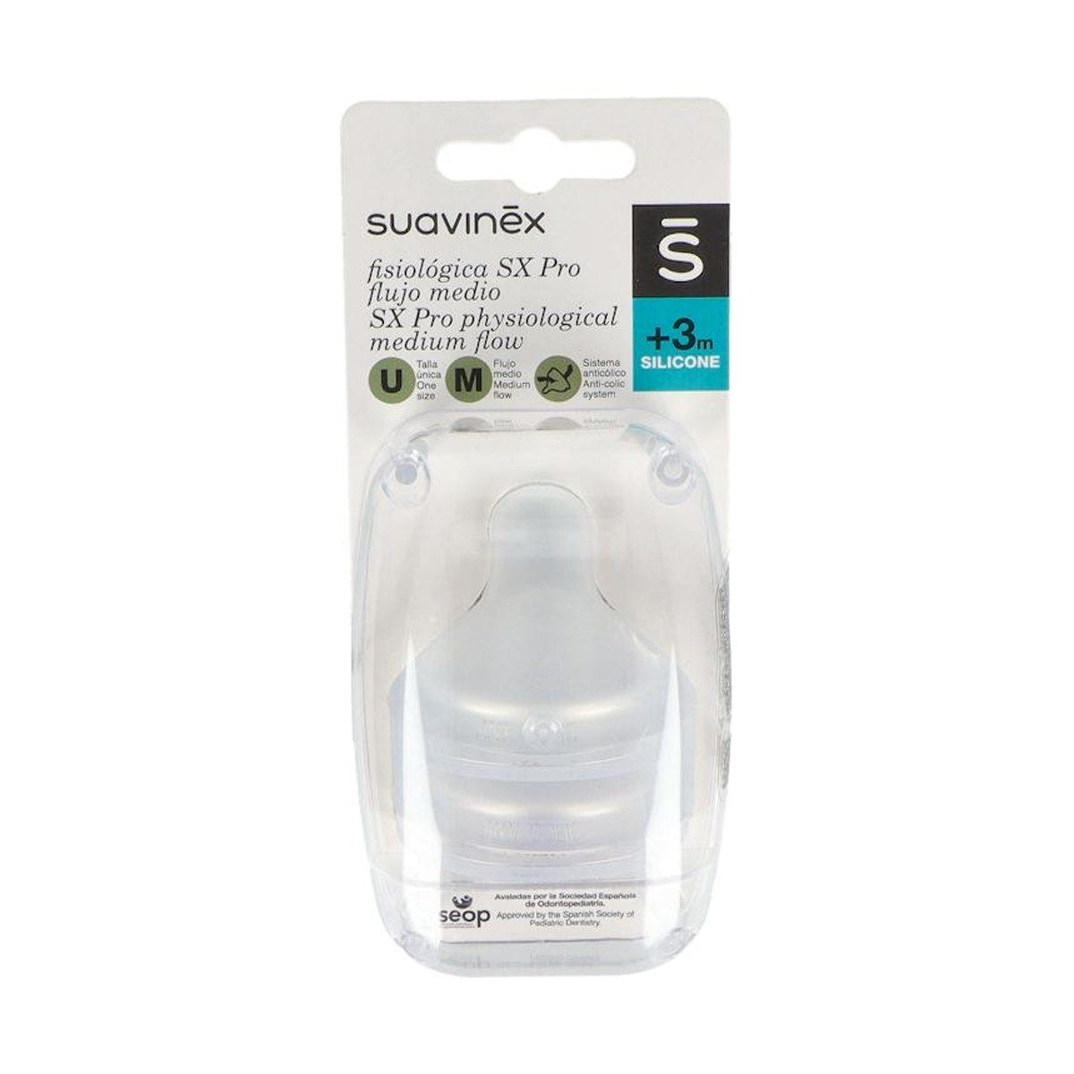 Suavinex Tetina Silicona Fisiológica Flujo M 2 Unidades
