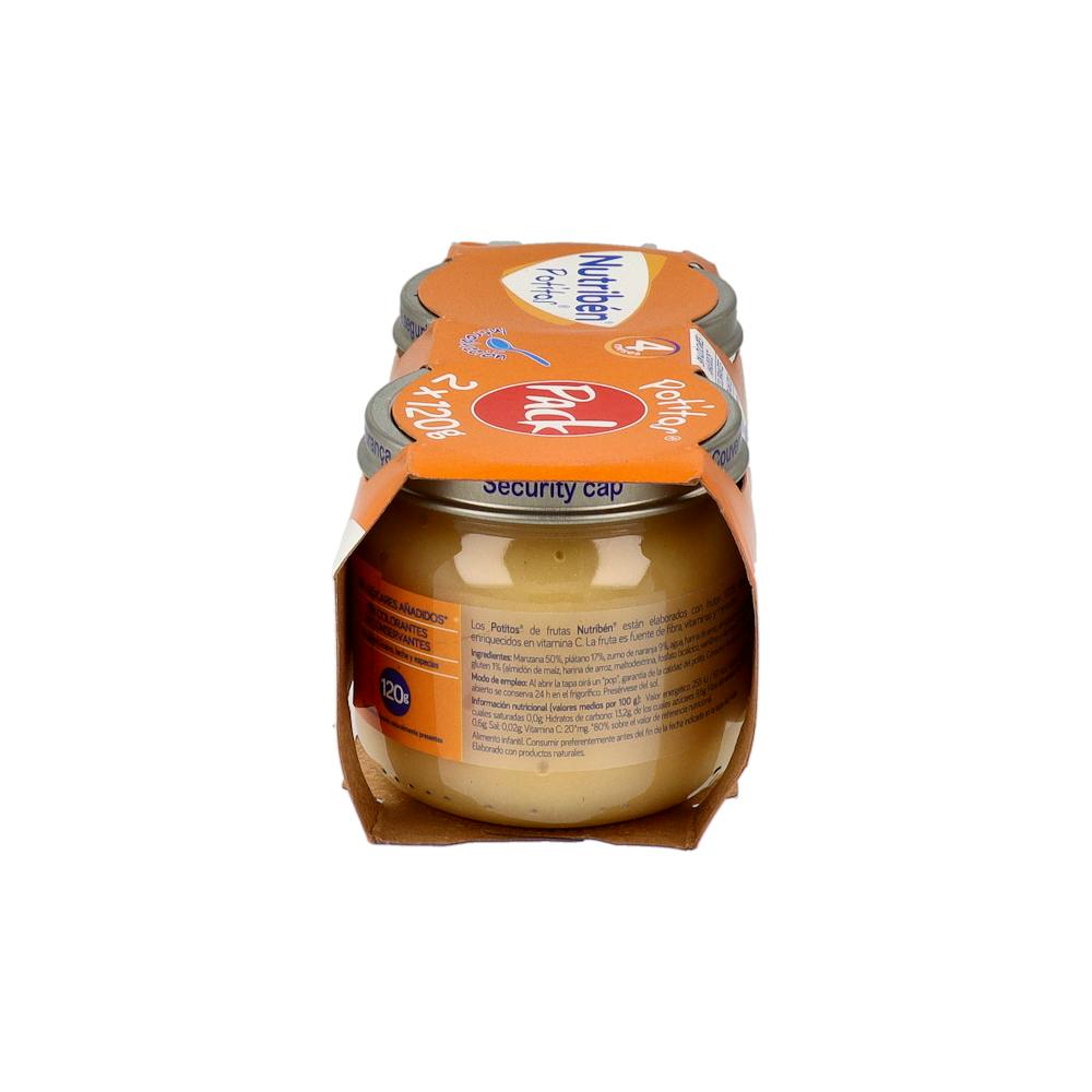 Nutribén Potito Inicio a la Merienda Manzana, Naranja y Plátano con Galleta 2 x 120 g