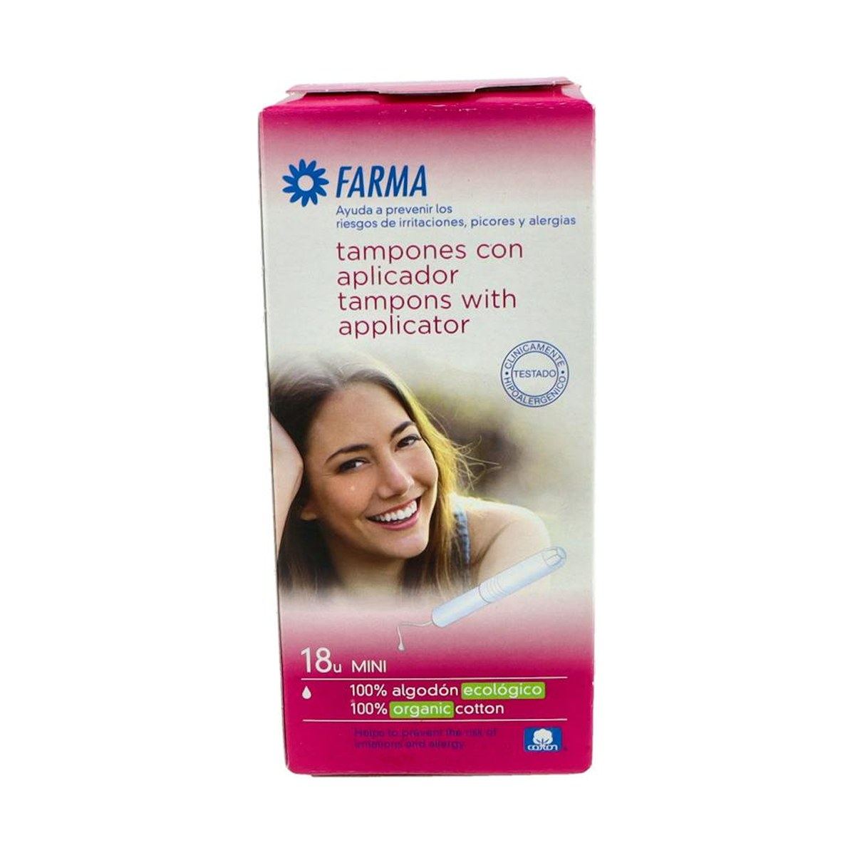 Farmaconfort Tampones 100 % Algodón con Aplicador Mini 18 Unidades