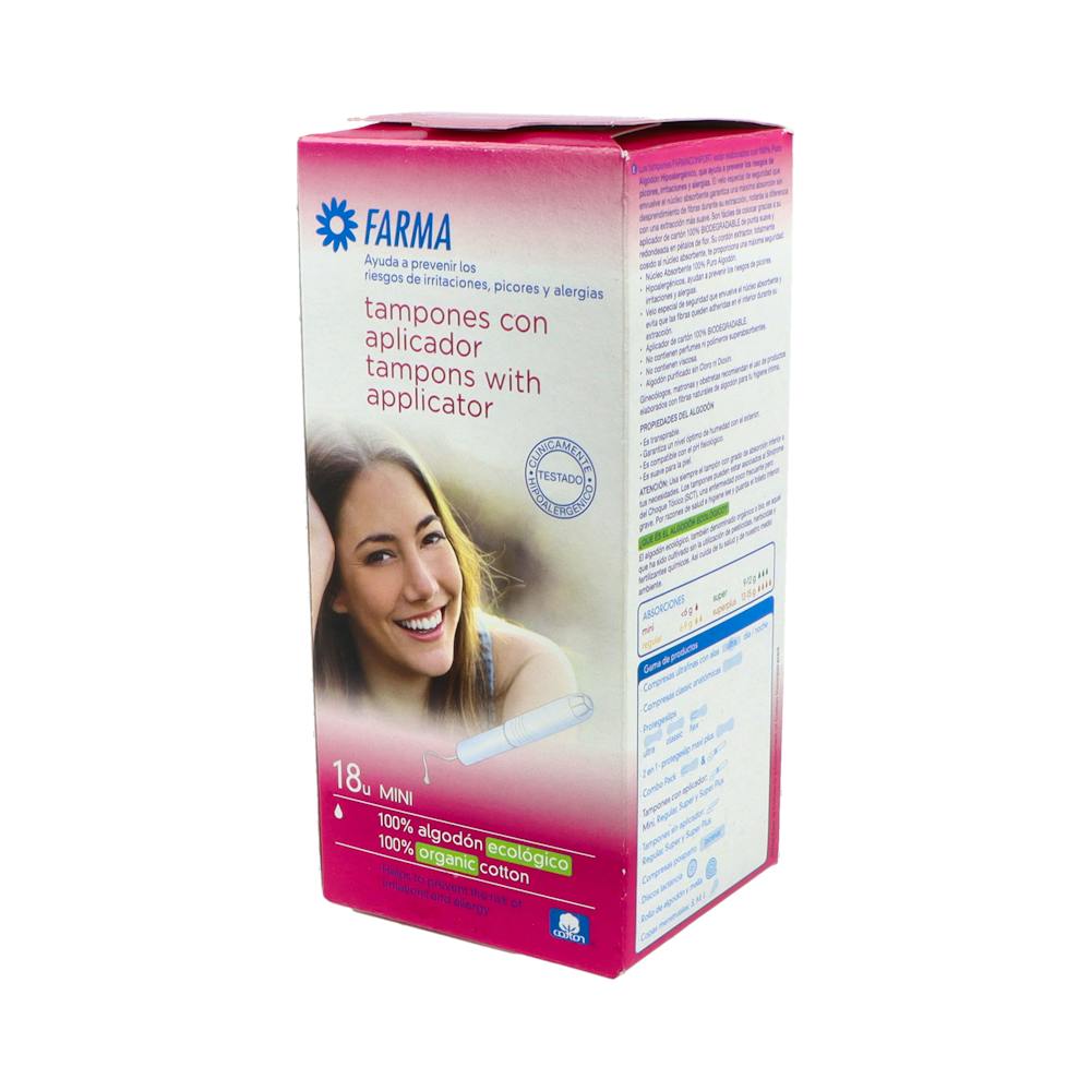 Farmaconfort Tampones 100 % Algodón con Aplicador Mini 18 Unidades