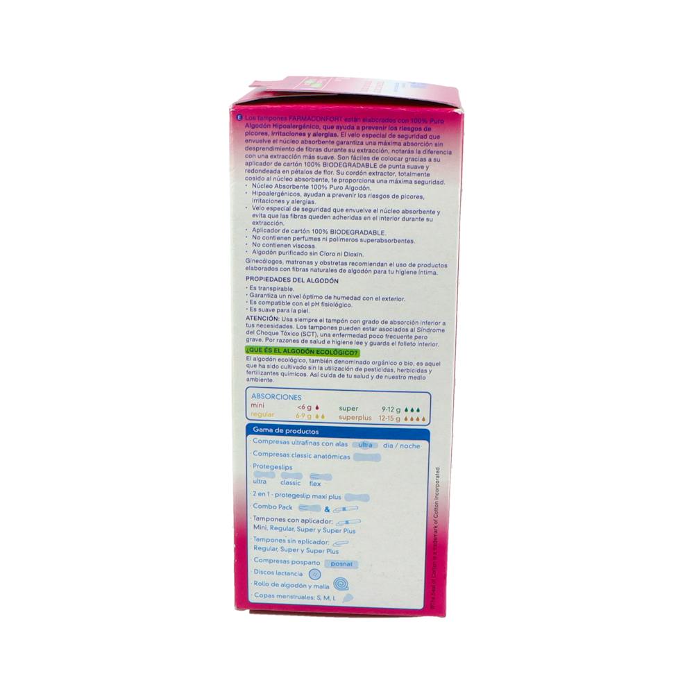 Farmaconfort Tampones 100 % Algodón con Aplicador Mini 18 Unidades