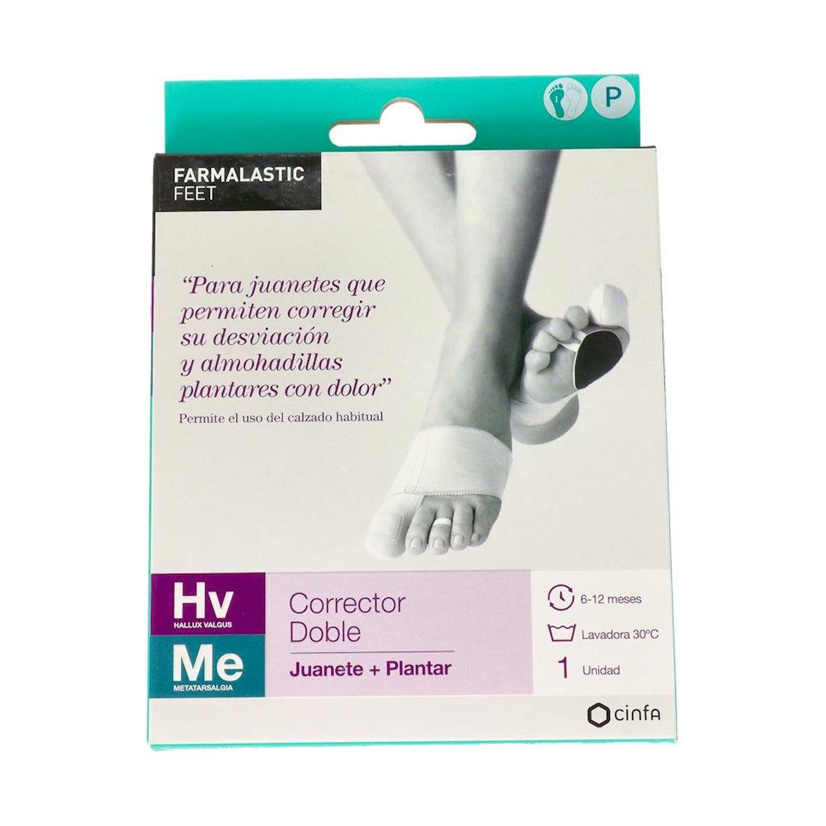 Farmalastic Feet Corrector Doble Juanetes y Plantar Pie Izquierdo Talla Pequeña