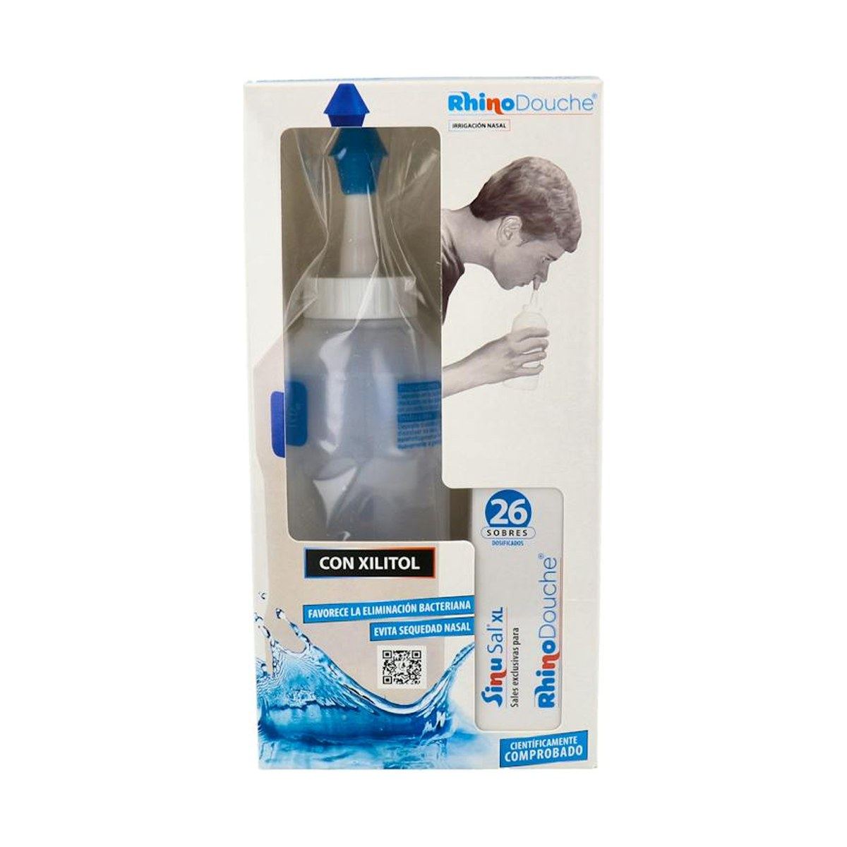 Rhinodouche Pack Irrigador Nasal XL 500 ml + 26 Sobres de Sales