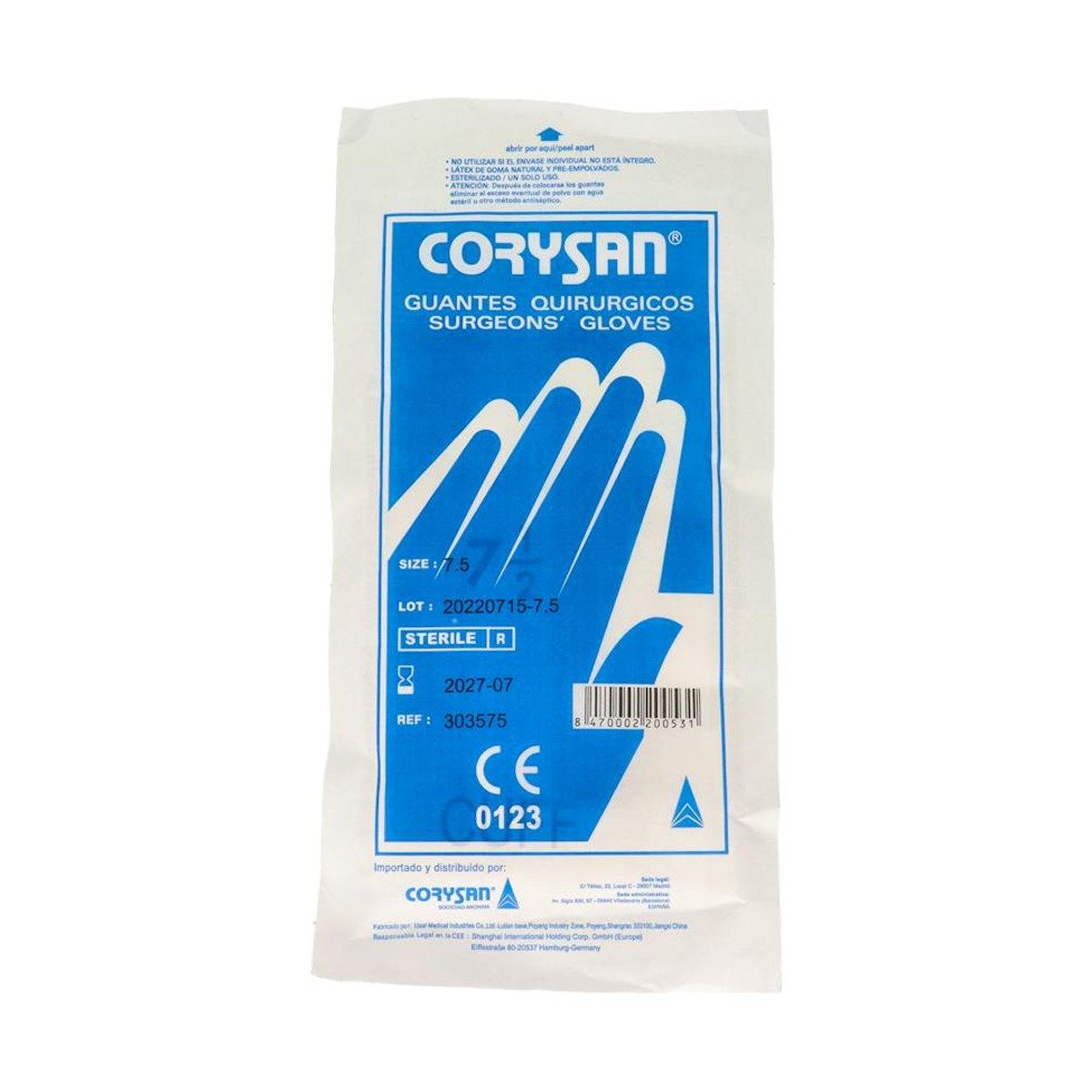 Corysan Guantes de Cirugía Látex Estériles Talla 7,5 1 Par