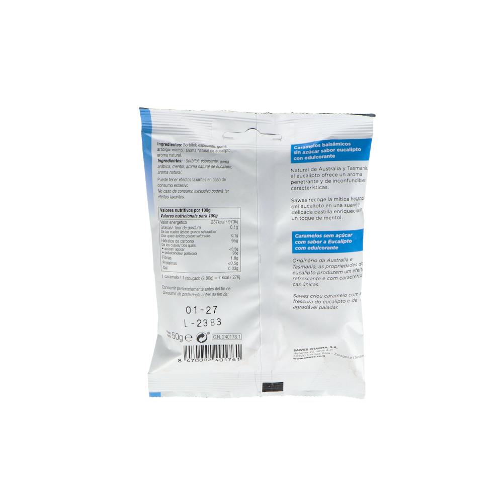 Sawes Caramelos sin Azúcar Eucalipto Bolsa