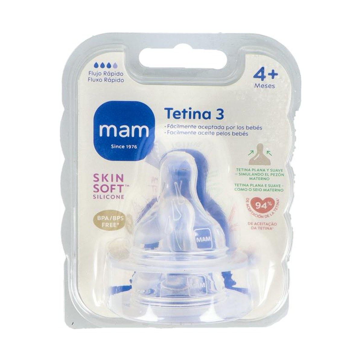 MAM Teat 3 Tetina Silicona Flujo Rápido +4 Meses