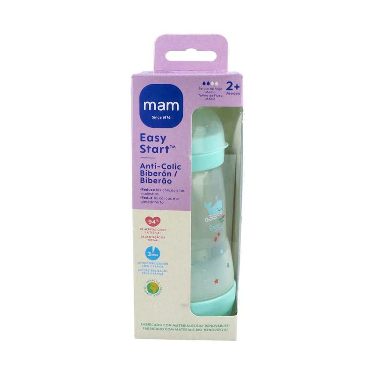 MAM Easy Start Biberón Anti-Cólico 260 ml Azul