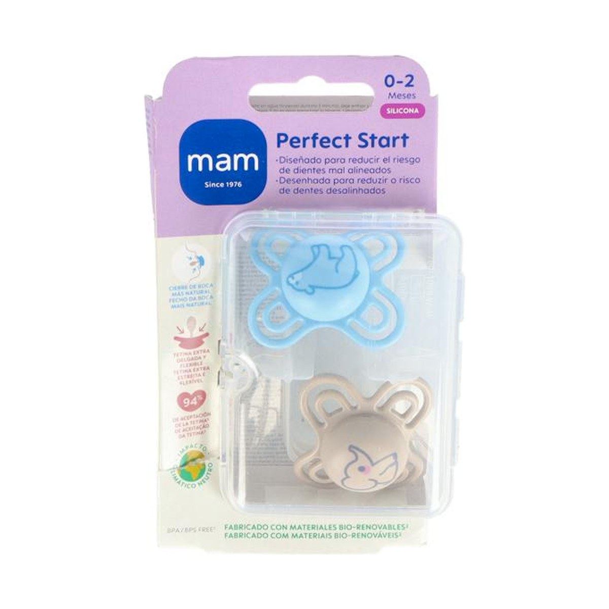 MAM Perfect Start Chupete Silicona 0-2 Meses Niña 2 Unidades