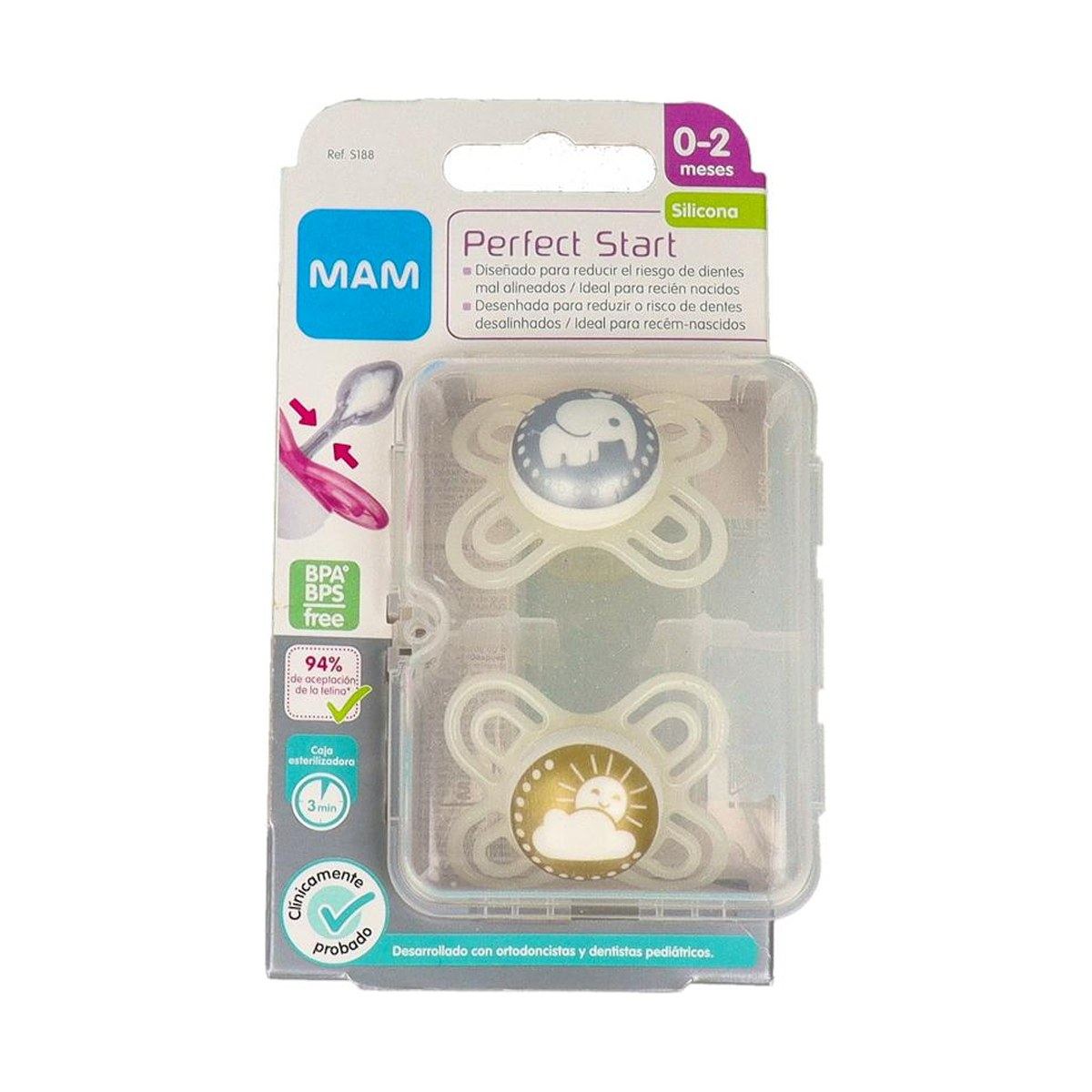 MAM Perfect Start Chupete Silicona 0-2 Meses Neutro 2 Unidades