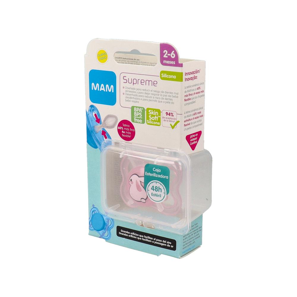 MAM Supreme Chupete Silicona 2-6 Meses Rosa 1 Unidad