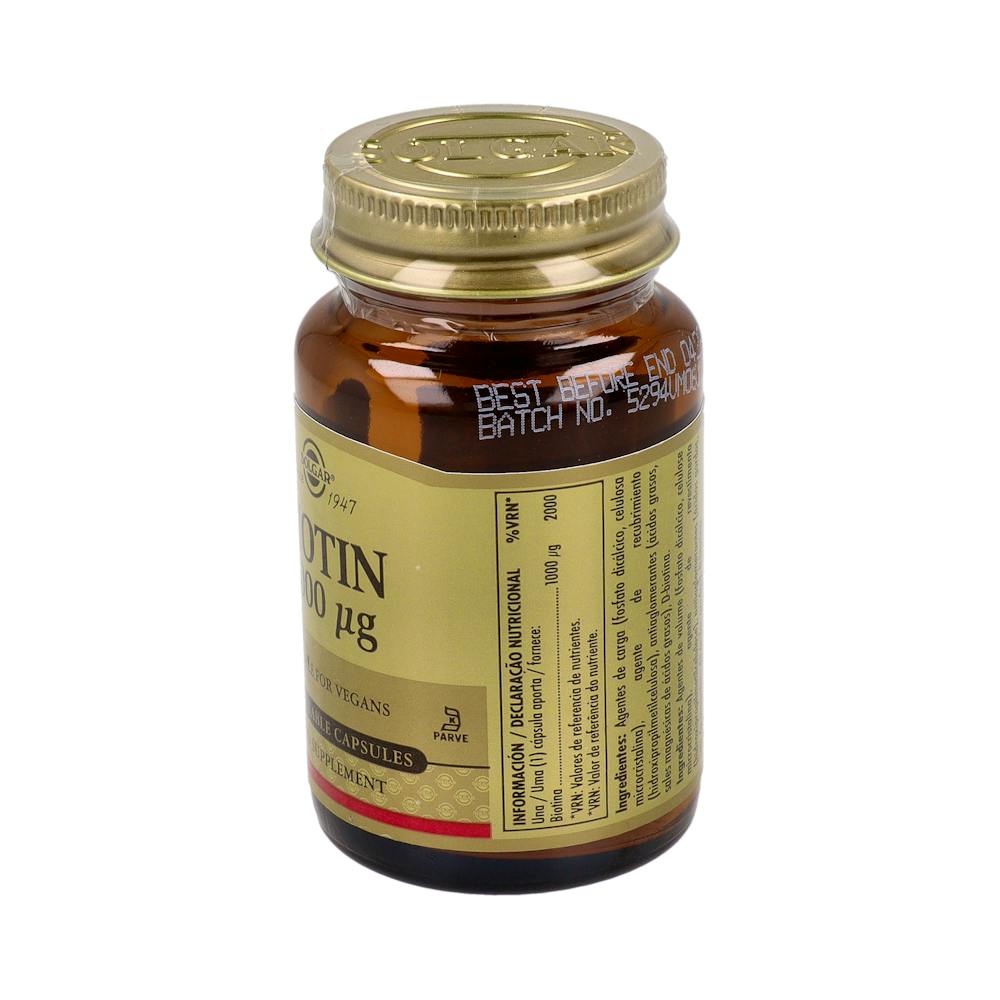 Solgar Biotina 1000 mcg 50 Cápsulas Vegetales