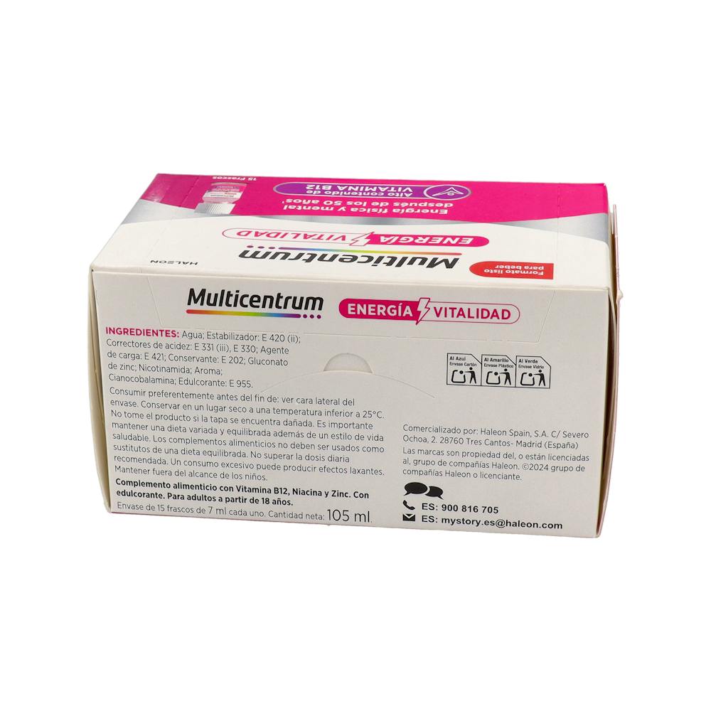 Multicentrum Energía y Vitalidad 50+ Frambuesa 15 Frascos 7 ml