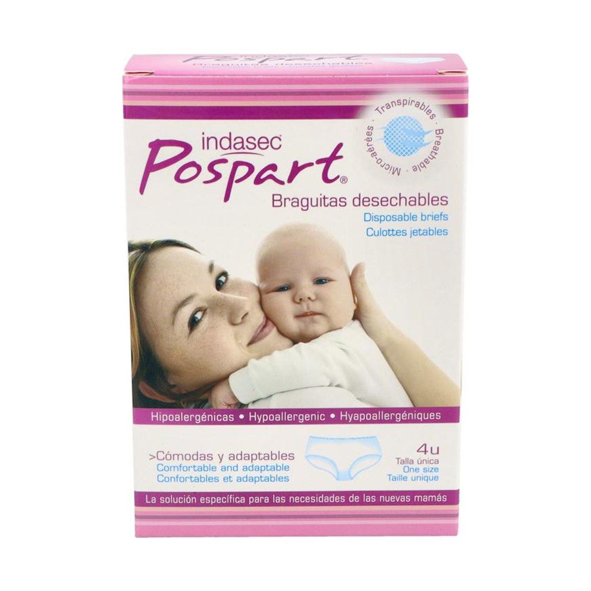 Indasec Postpart Braga Desechable Posparto 4 Unidades