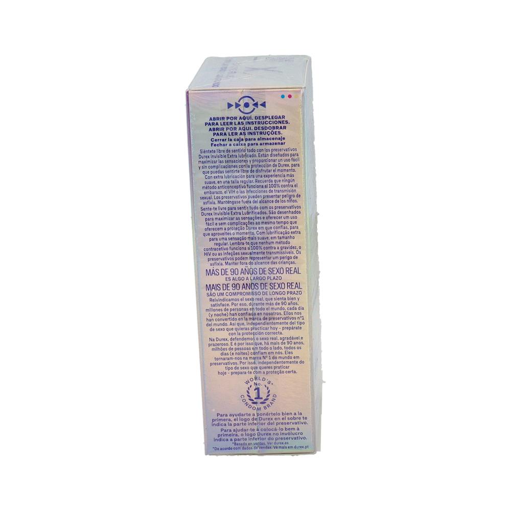 Durex Invisible Extra Fino Extra Lubricado Preservativos 12 Unidades
