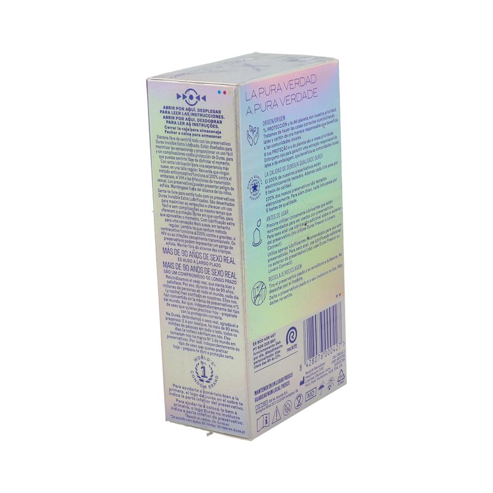Durex Invisible Extra Fino Extra Lubricado Preservativos 12 Unidades