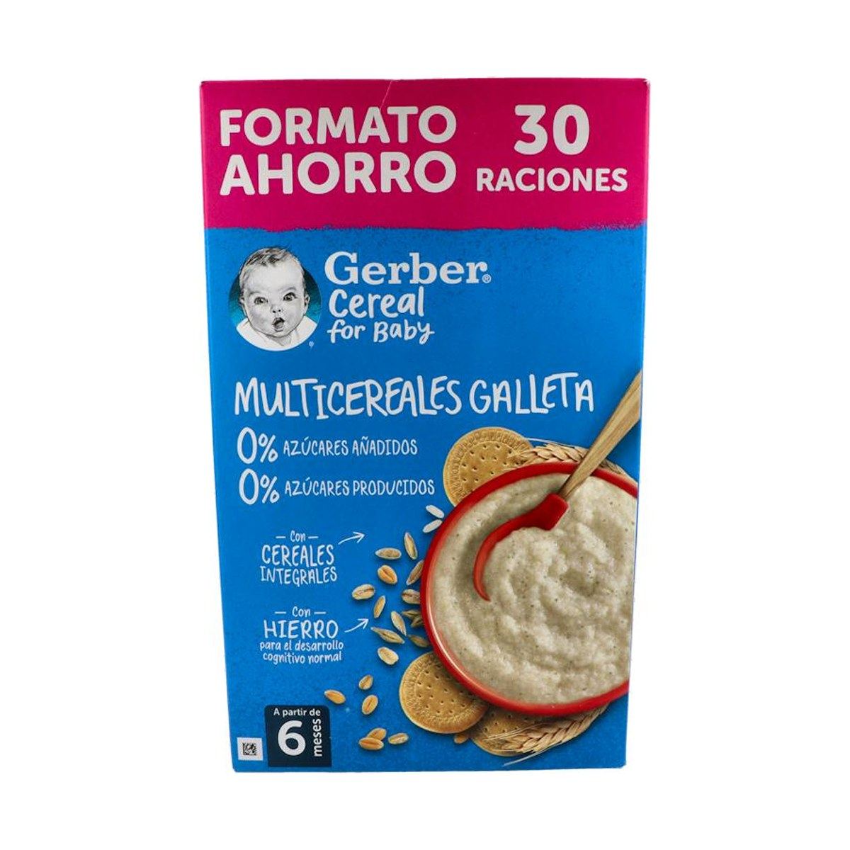 Gerber Multicereales con Galleta 0 % Azúcares Añadidos Papilla 510 g