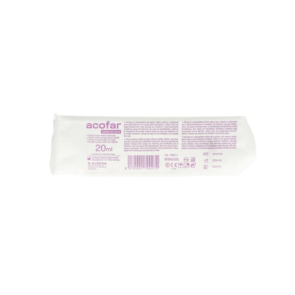 Acofar Jeringa sin Aguja 20 ml