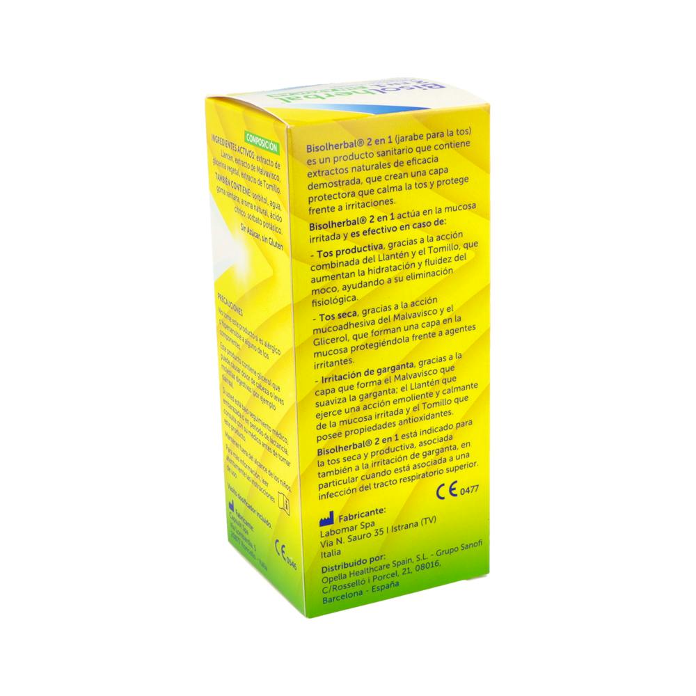 Bisolherbal 2 en 1 Jarabe Tos Malvavisco, Tomillo y Llantén 120 ml