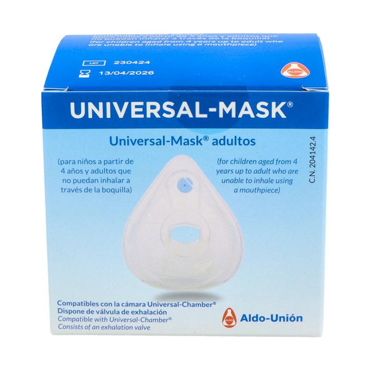 Universal Mask Mascarilla para Cámara de Inhalación Adultos
