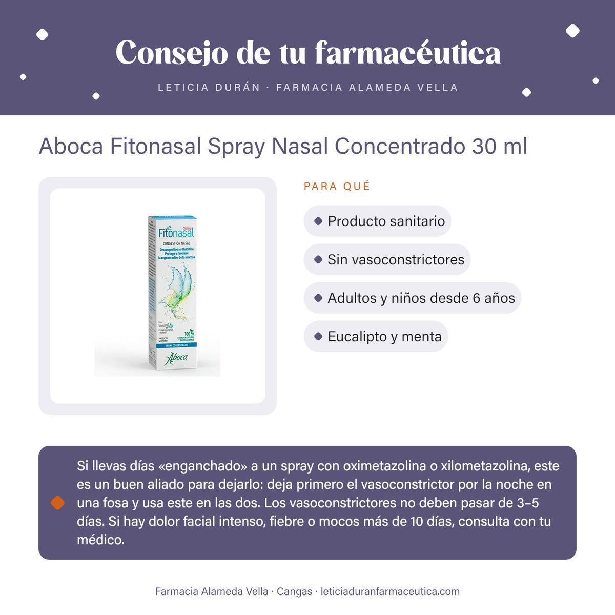 Aboca Fitonasal Spray Nasal Concentrado 30 ml – consejo de tu farmacéutica