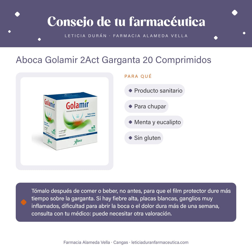 Aboca Golamir 2Act Garganta 20 Comprimidos – consejo de tu farmacéutica