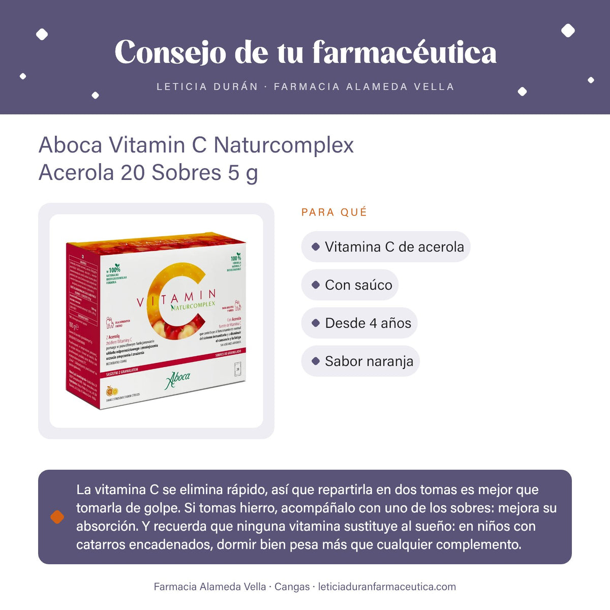 Aboca Vitamin C Naturcomplex Acerola 20 Sobres 5 g – consejo de tu farmacéutica